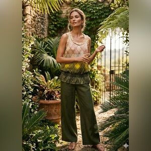 The Limited Forest Green Wide-Leg Pants